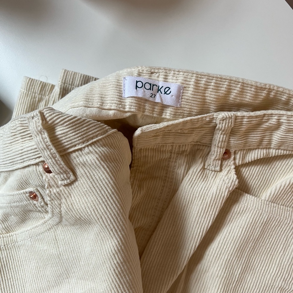 Parke Corduroy Classic Straight Pant in cream